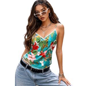 1980's Tropical Print Satin Cami